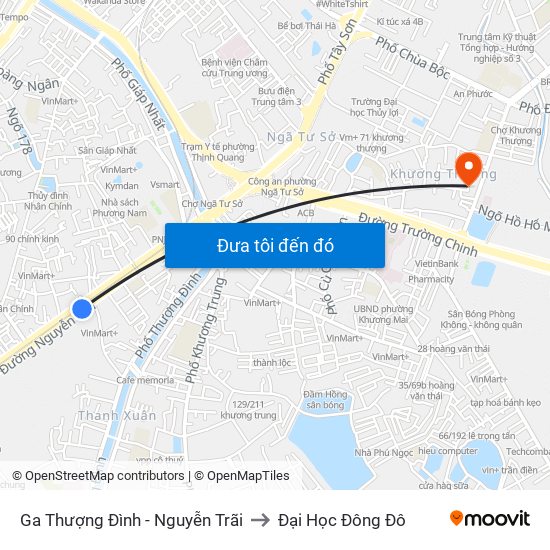 Ga Thượng Đình - Nguyễn Trãi to Đại Học Đông Đô map