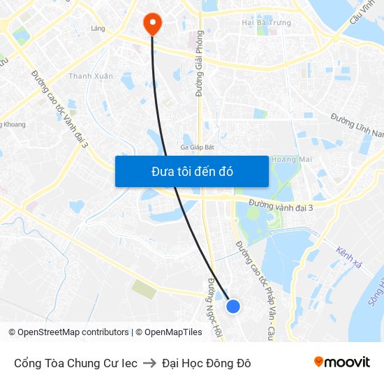 Cổng Tòa Chung Cư Iec to Đại Học Đông Đô map