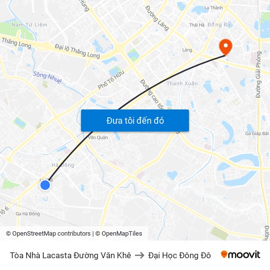 Tòa Nhà Lacasta Đường Văn Khê to Đại Học Đông Đô map