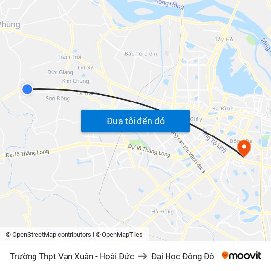 Trường Thpt Vạn Xuân - Hoài Đức to Đại Học Đông Đô map