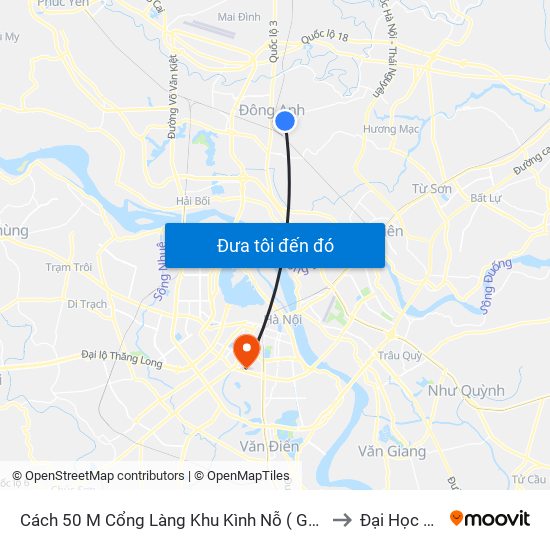 Cách 50 M Cổng Làng Khu Kình Nỗ ( Gần Viên Bắc Thăng Long ) to Đại Học Đông Đô map