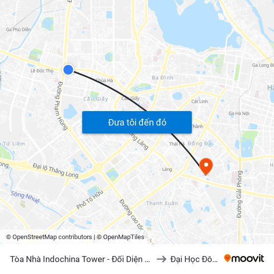 Tòa Nhà Indochina Tower - Đối Diện Đhqg Hà Nội to Đại Học Đông Đô map