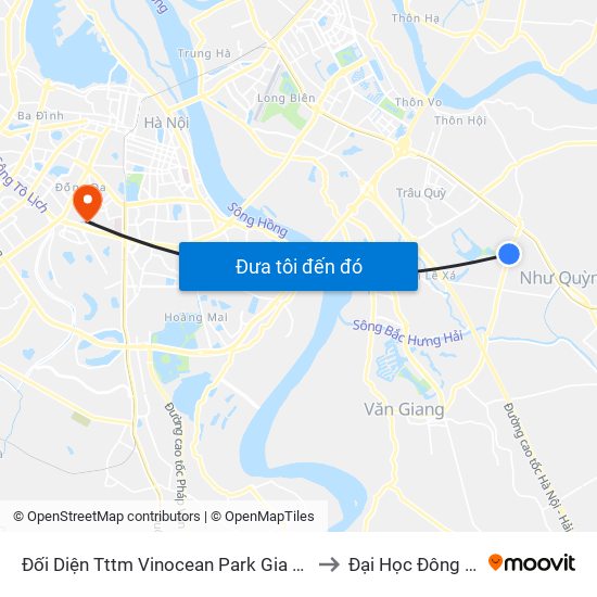 Đối Diện Tttm Vinocean Park Gia Lâm to Đại Học Đông Đô map
