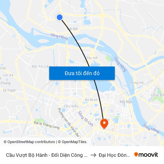 Cầu Vượt Bộ Hành - Đối Diện Công Ty Sato to Đại Học Đông Đô map