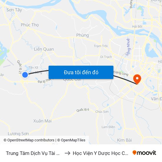 Trung Tâm Dịch Vụ Tài Chính Bộ Tài Chính to Học Viện Y Dược Học Cổ Truyền Việt Nam map