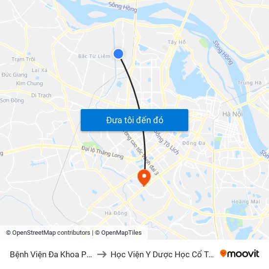 Bệnh Viện Đa Khoa Phương Đông to Học Viện Y Dược Học Cổ Truyền Việt Nam map