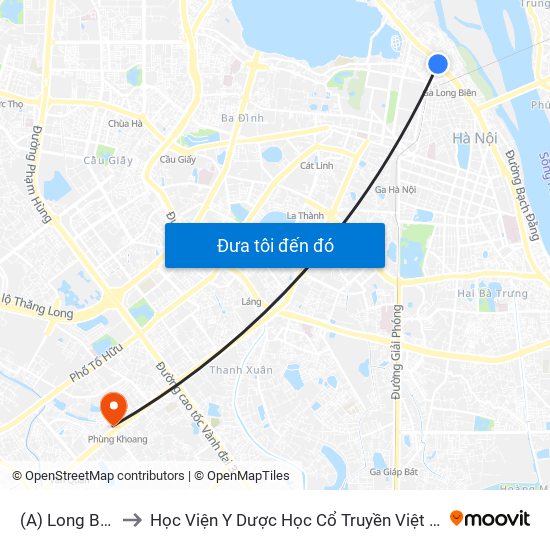(A) Long Biên to Học Viện Y Dược Học Cổ Truyền Việt Nam map