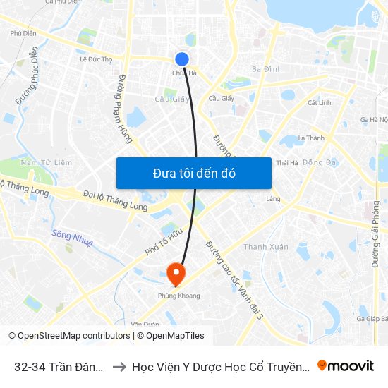 32-34 Trần Đăng Ninh to Học Viện Y Dược Học Cổ Truyền Việt Nam map