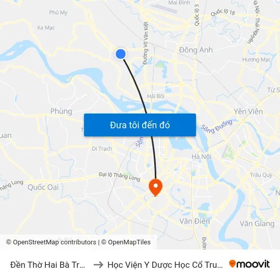 Đền Thờ Hai Bà Trưng - Ql23 to Học Viện Y Dược Học Cổ Truyền Việt Nam map