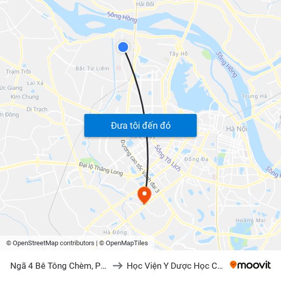 Ngã 4 Bê Tông Chèm, Phường Đông Ngạc to Học Viện Y Dược Học Cổ Truyền Việt Nam map