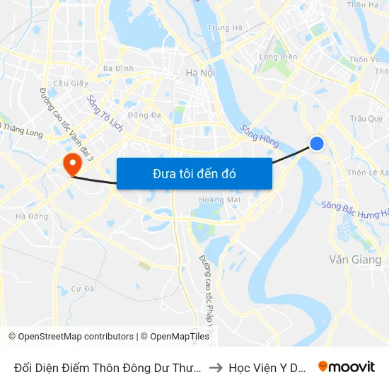 Đối Diện Điếm Thôn Đông Dư Thượng - Cầu Thanh Trì (Km 7+915 Đường Long Biên Xuân Quan) to Học Viện Y Dược Học Cổ Truyền Việt Nam map