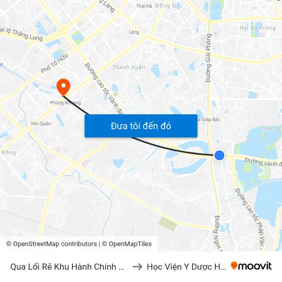 Qua Lối Rẽ Khu Hành Chính Quận Hoàng Mai - Đường Đỗ Mười to Học Viện Y Dược Học Cổ Truyền Việt Nam map