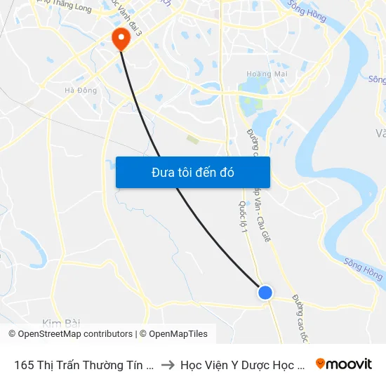 165 Thị Trấn Thường Tín - Km 192 Quốc Lộ 1a to Học Viện Y Dược Học Cổ Truyền Việt Nam map