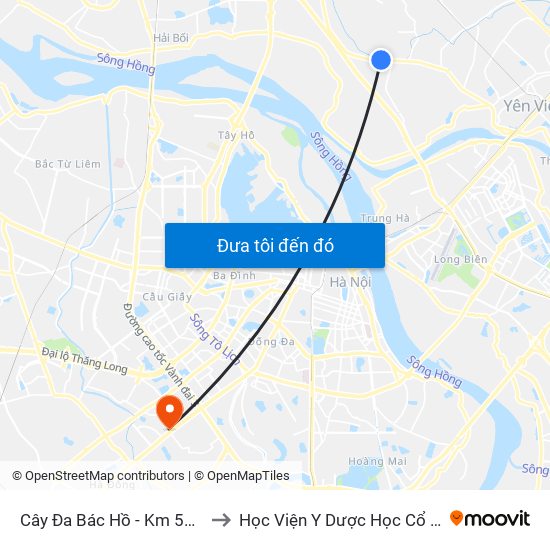 Cây Đa Bác Hồ - Km 5+800 Quốc Lộ 3 to Học Viện Y Dược Học Cổ Truyền Việt Nam map