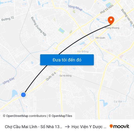 Chợ Cầu Mai Lĩnh - Số Nhà 1392 Quang Trung (Hà Đông), Quốc Lộ 6 to Học Viện Y Dược Học Cổ Truyền Việt Nam map