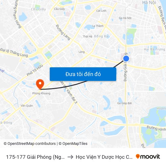 175-177 Giải Phóng (Ngã 3 Lê Thanh Nghị) to Học Viện Y Dược Học Cổ Truyền Việt Nam map