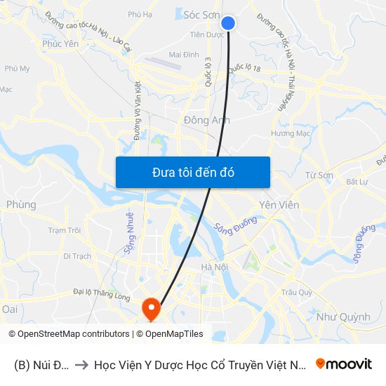 (B) Núi Đôi to Học Viện Y Dược Học Cổ Truyền Việt Nam map