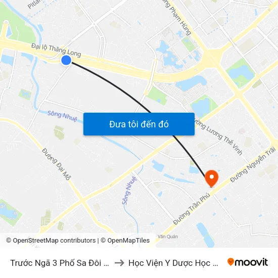 Trước Ngã 3 Phố Sa Đôi - Đại Lộ Thăng Long to Học Viện Y Dược Học Cổ Truyền Việt Nam map