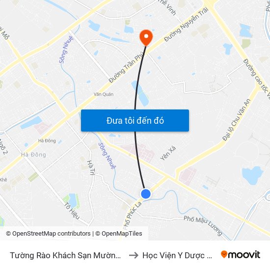 Tường Rào Khách Sạn Mường Thanh - Kđt Xa La - Đường Phúc La to Học Viện Y Dược Học Cổ Truyền Việt Nam map