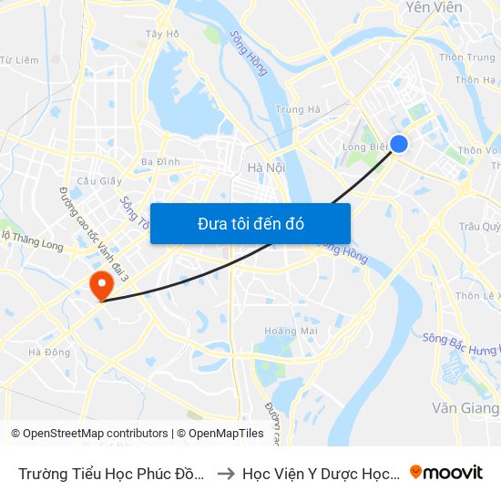 Trường Tiểu Học Phúc Đồng - Đường Chu Huy Mân to Học Viện Y Dược Học Cổ Truyền Việt Nam map