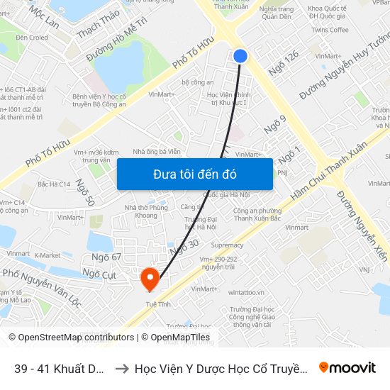 39 - 41 Khuất Duy Tiến to Học Viện Y Dược Học Cổ Truyền Việt Nam map