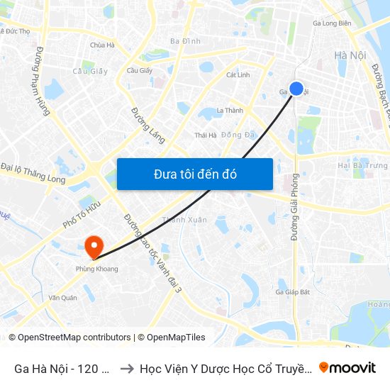 Ga Hà Nội - 120 Lê Duẩn to Học Viện Y Dược Học Cổ Truyền Việt Nam map