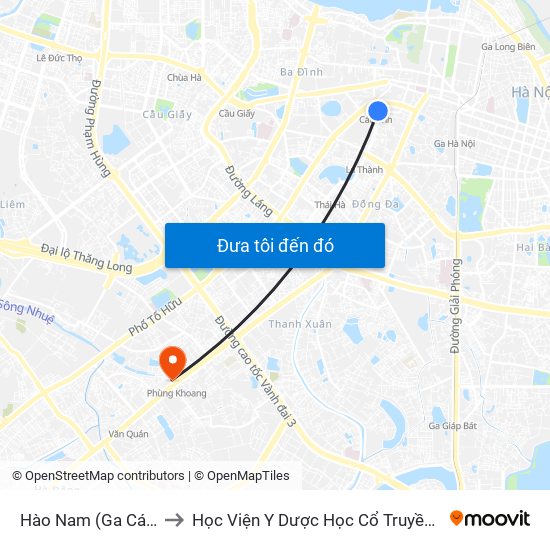Hào Nam (Ga Cát Linh) to Học Viện Y Dược Học Cổ Truyền Việt Nam map