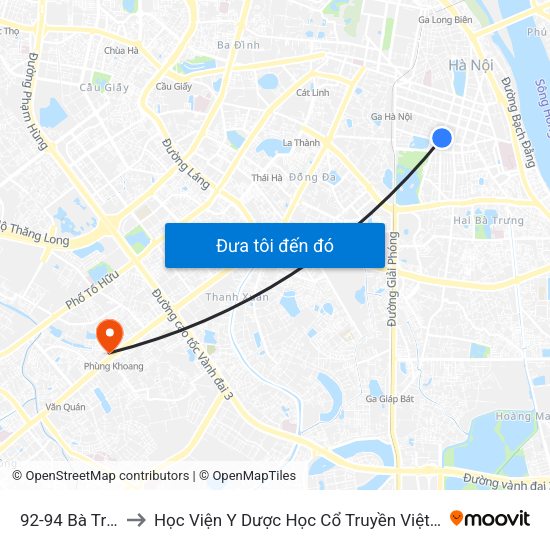92-94 Bà Triệu to Học Viện Y Dược Học Cổ Truyền Việt Nam map
