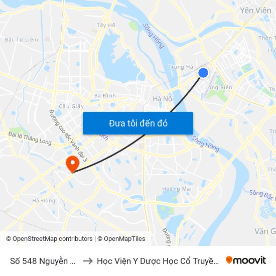 Số 548 Nguyễn Văn Cừ to Học Viện Y Dược Học Cổ Truyền Việt Nam map