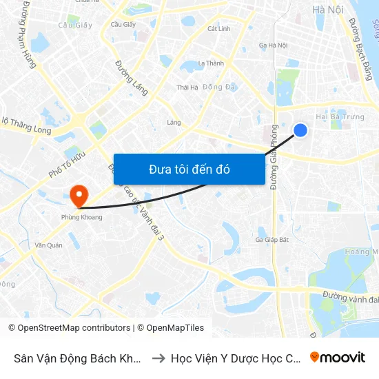 Sân Vận Động Bách Khoa - Lê Thanh Nghị to Học Viện Y Dược Học Cổ Truyền Việt Nam map