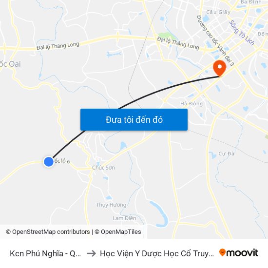 Kcn Phú Nghĩa - Quốc Lộ 6 to Học Viện Y Dược Học Cổ Truyền Việt Nam map