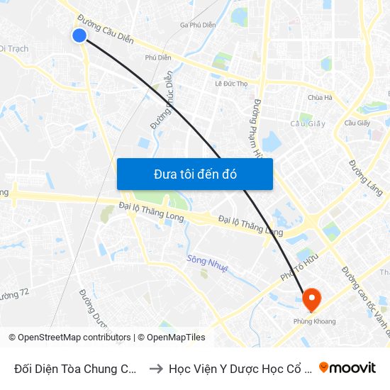 Đối Diện Tòa Chung Cư Hateco Group to Học Viện Y Dược Học Cổ Truyền Việt Nam map