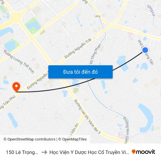 150 Lê Trọng Tấn to Học Viện Y Dược Học Cổ Truyền Việt Nam map