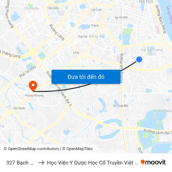 327 Bạch Mai to Học Viện Y Dược Học Cổ Truyền Việt Nam map