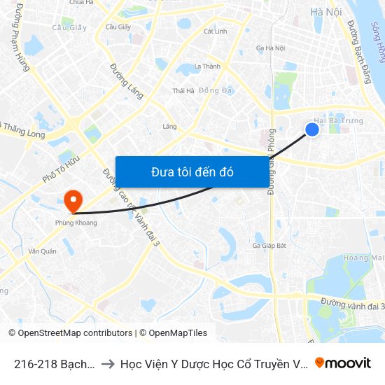 216-218 Bạch Mai to Học Viện Y Dược Học Cổ Truyền Việt Nam map