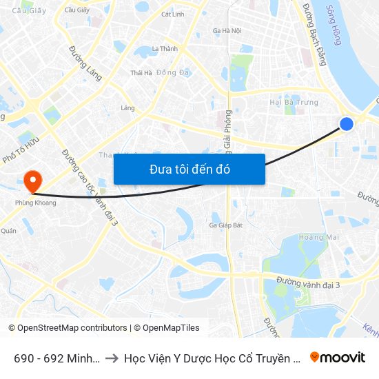 690 - 692 Minh Khai to Học Viện Y Dược Học Cổ Truyền Việt Nam map