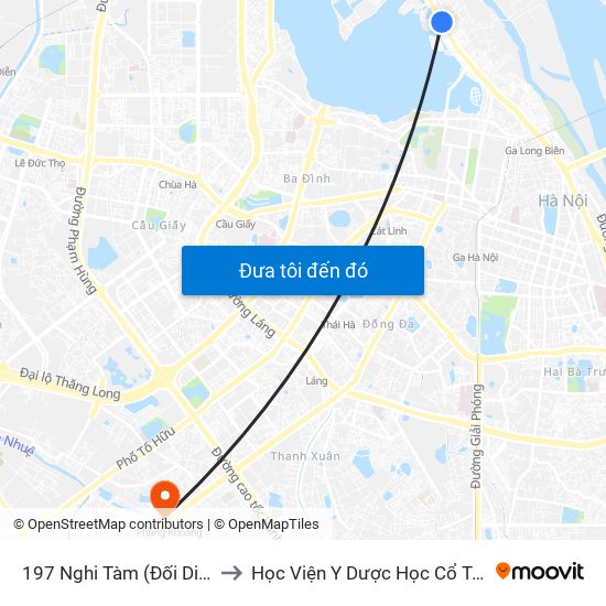 197 Nghi Tàm (Đối Diện Ngõ 276) to Học Viện Y Dược Học Cổ Truyền Việt Nam map