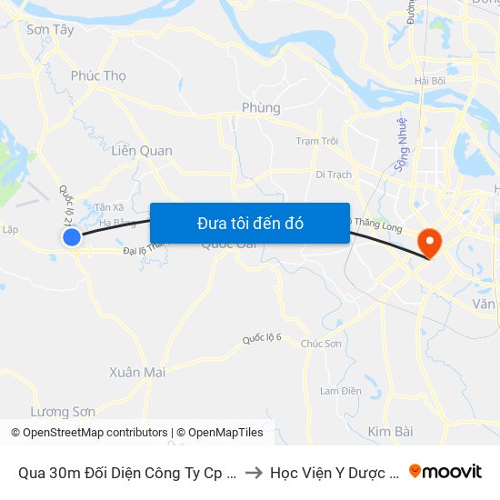 Qua 30m Đối Diện Công Ty Cp Dịch Vụ Bảo Vệ Kcn Cao Hòa Lạc - Ql21 to Học Viện Y Dược Học Cổ Truyền Việt Nam map