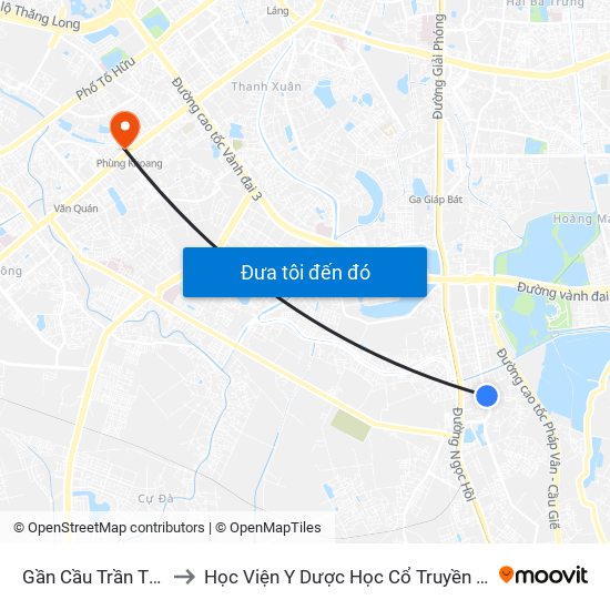 Gần Cầu Trần Thủ Độ to Học Viện Y Dược Học Cổ Truyền Việt Nam map