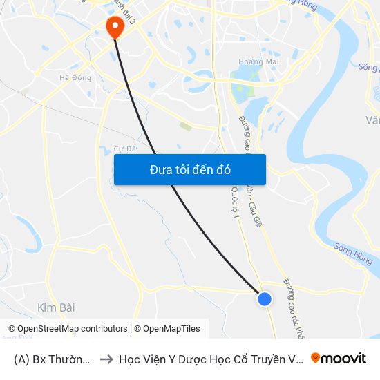 (A) Bx Thường Tín to Học Viện Y Dược Học Cổ Truyền Việt Nam map