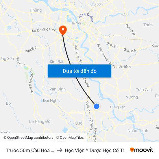 Trước 50m Cầu Hòa Khê - Dt428 to Học Viện Y Dược Học Cổ Truyền Việt Nam map