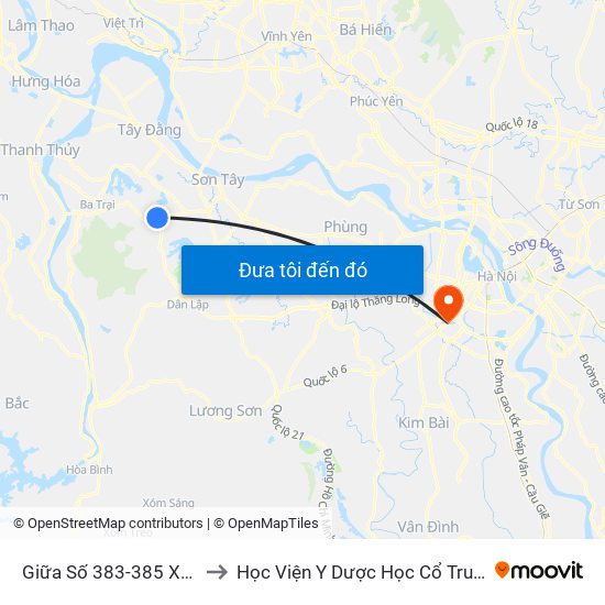 Giữa Số 383-385 Xuân Khanh to Học Viện Y Dược Học Cổ Truyền Việt Nam map