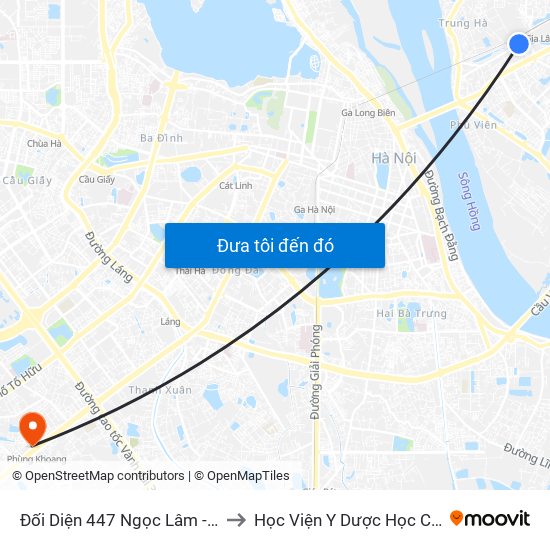 Đối Diện 447 Ngọc Lâm - Vườn Hoa Gia Lâm to Học Viện Y Dược Học Cổ Truyền Việt Nam map