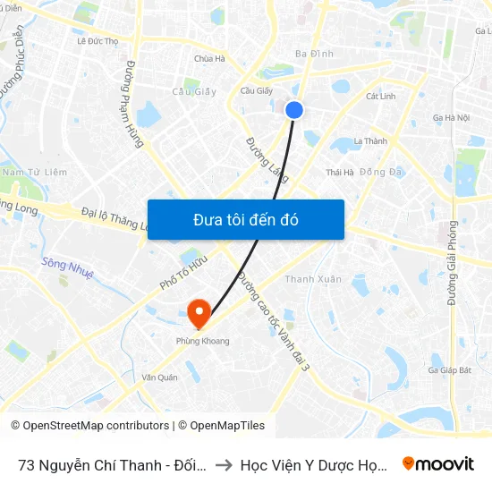 73 Nguyễn Chí Thanh - Đối Diện Khách Sạn Bảo Sơn to Học Viện Y Dược Học Cổ Truyền Việt Nam map