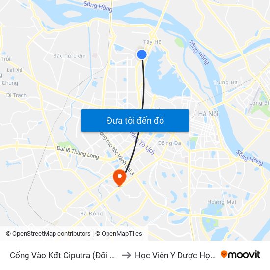 Cổng Vào Kđt Ciputra (Đối Diện 83 Nguyễn Hoàng Tôn) to Học Viện Y Dược Học Cổ Truyền Việt Nam map