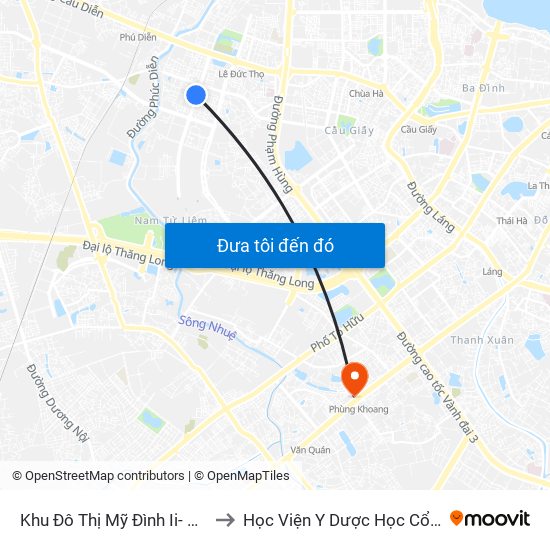 Khu Đô Thị Mỹ Đình Ii- Nguyễn Cơ Thạch to Học Viện Y Dược Học Cổ Truyền Việt Nam map