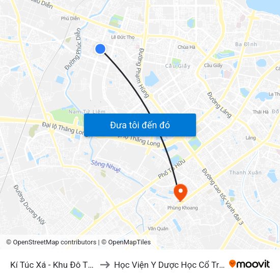 Kí Túc Xá - Khu Đô Thị Mỹ Đình II to Học Viện Y Dược Học Cổ Truyền Việt Nam map