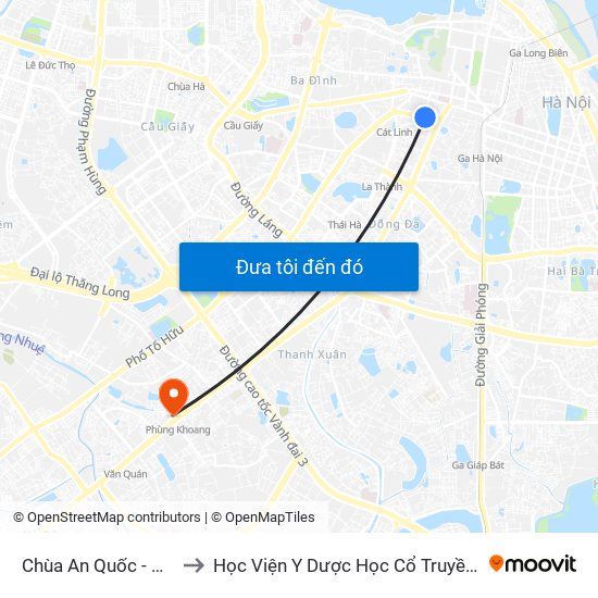 Chùa An Quốc - Cát Linh to Học Viện Y Dược Học Cổ Truyền Việt Nam map