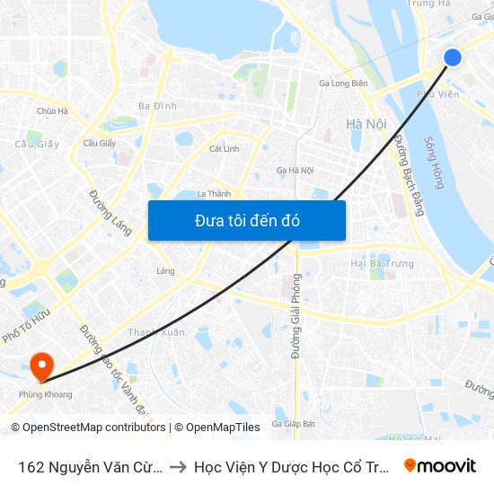 162 Nguyễn Văn Cừ (Cột Sau) to Học Viện Y Dược Học Cổ Truyền Việt Nam map
