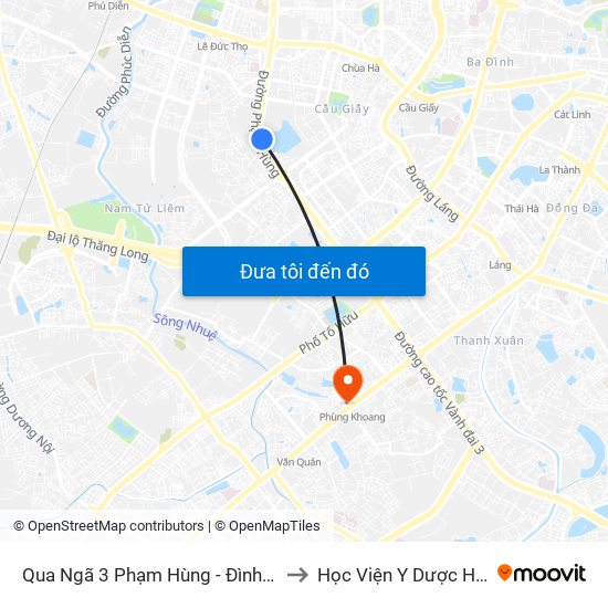 Qua Ngã 3 Phạm Hùng - Đình Thôn (Hướng Đi Phạm Văn Đồng) to Học Viện Y Dược Học Cổ Truyền Việt Nam map